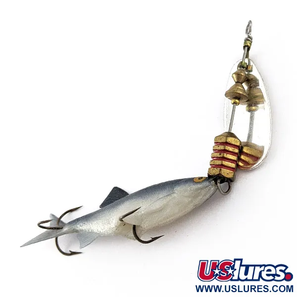 Mepps Aglia 2 Mino, 9g, Zilver/Blauw, Spinner met shad #23310