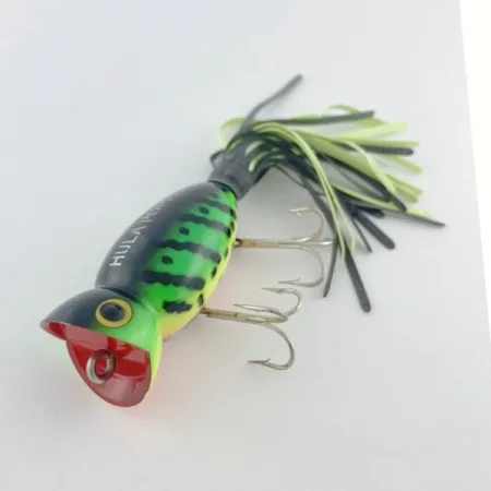 Fred Arbogast Hula Popper, 10g, Groen/Geel, Topwater Kunstaas #23751