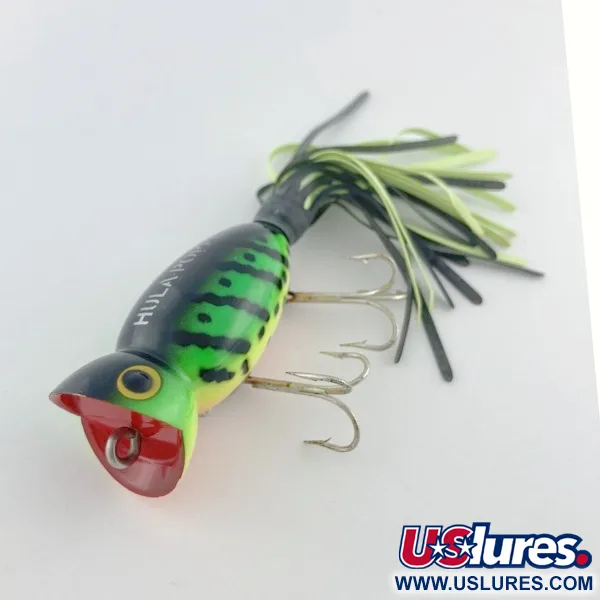 Fred Arbogast Hula Popper, 10g, Groen/Geel, Topwater Kunstaas #23751