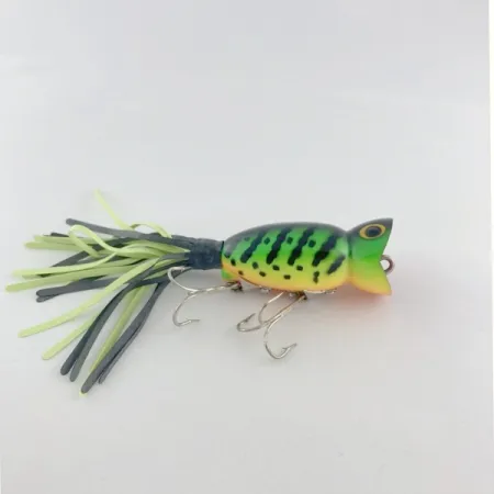Fred Arbogast Hula Popper, 10g, Groen/Geel, Topwater Kunstaas #23751