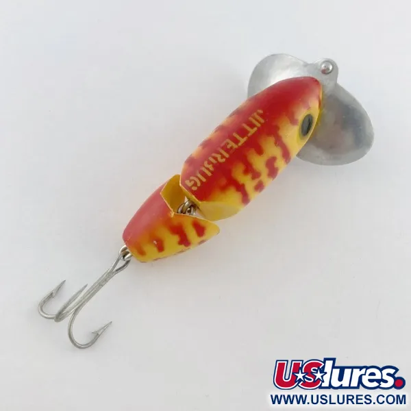 Fred Arbogast Jitterbug Jointed, 10g Geel/Rood Tiger, Oppervlakteplug #23752