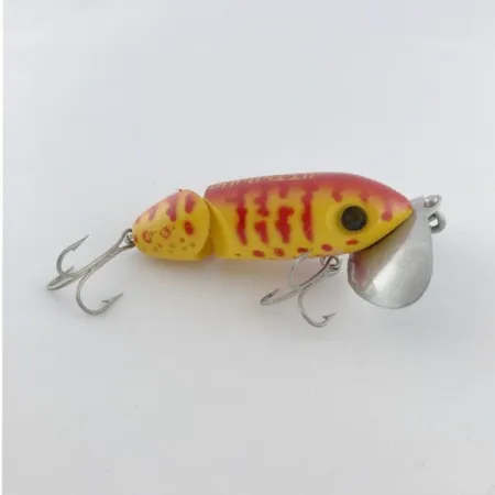 Fred Arbogast Jitterbug Jointed, 10g Geel/Rood Tiger, Oppervlakteplug #23752
