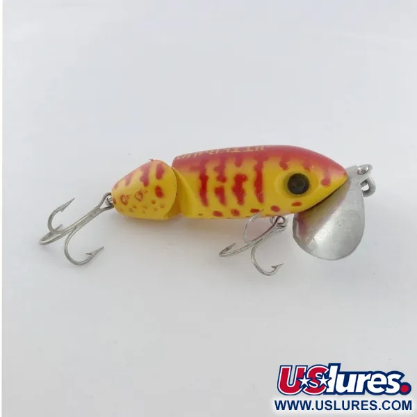 Fred Arbogast Jitterbug Jointed, 10g Geel/Rood Tiger, Oppervlakteplug #23752