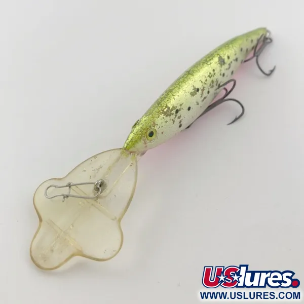 Luhr Jensen Power Hot Lips Minnow, 17g, Chartreuse White, Diepduikende Plug #23803