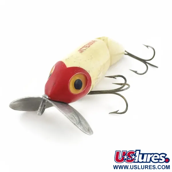 Fred Arbogast Jitterbug Jointed, 14g Red Head, Oppervlakte-aas #23869