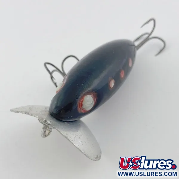 Fred Arbogast Jitterbug Early Bug Eye (1960s), Zwart, 14g, Oppervlakte Kunstaas #23870