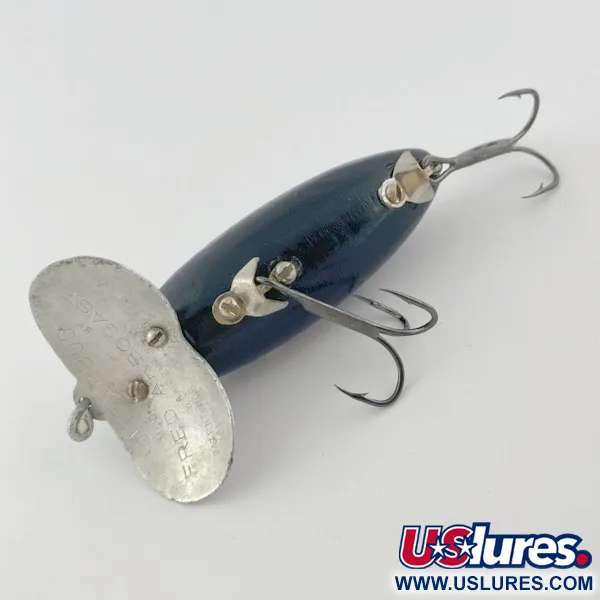 Fred Arbogast Jitterbug Early Bug Eye (1960s), Zwart, 14g, Oppervlakte Kunstaas #23870