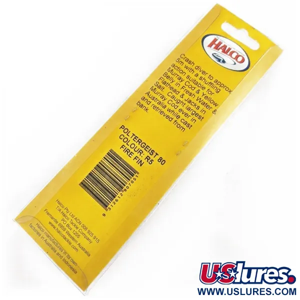 Halco Poltergeist 80, 17g Fire Fin, Diepduikende Plug #24305