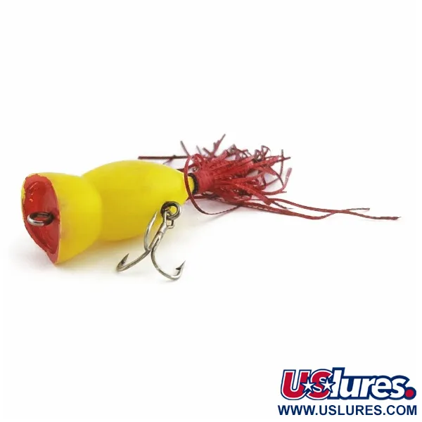 Atlantic Lures Paradise Popper Popper, Yellow, 10g, Rubber Skirt, #24494