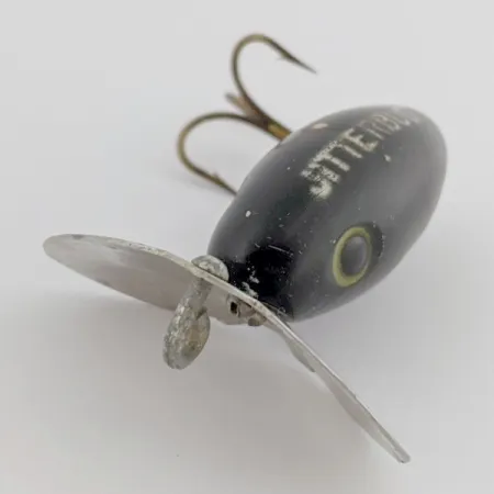 Arbogast Jitterbug Oppervlakteplug, Zwart, 4 g, Metalen lip, #24507