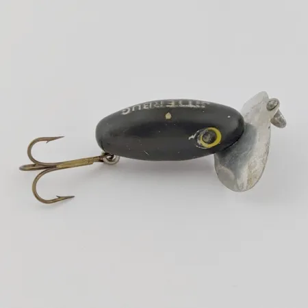 Arbogast Jitterbug Oppervlakteplug, Zwart, 4 g, Metalen lip, #24507