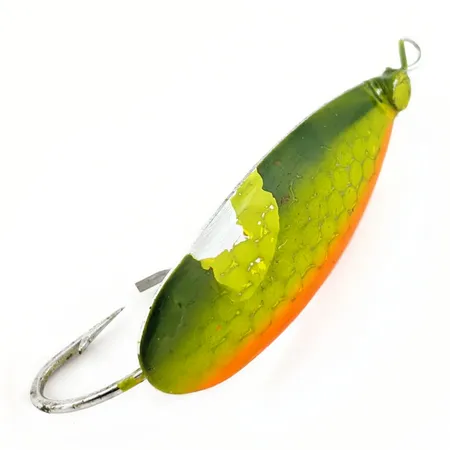 Vintage Johnson Silver Minnow Weedless, Groen/Oranje, 9 g, #25191