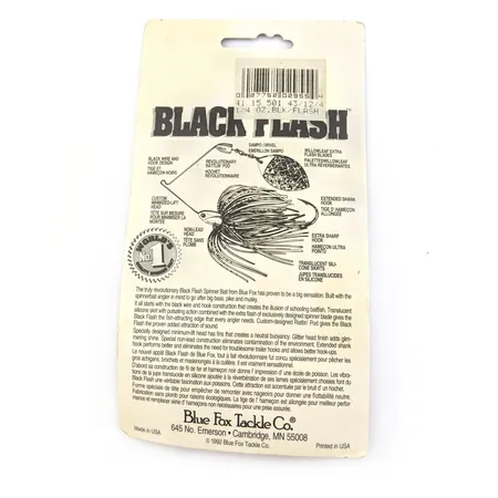 Blue Fox Black Flash Spinnerbait, Zilver/Wit, 7g, Ratelend, #25198
