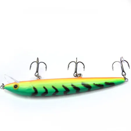Rapala Husky Jerk Plug, Groen/Geel/Oranje, 12g, Ratelkammer, #0089