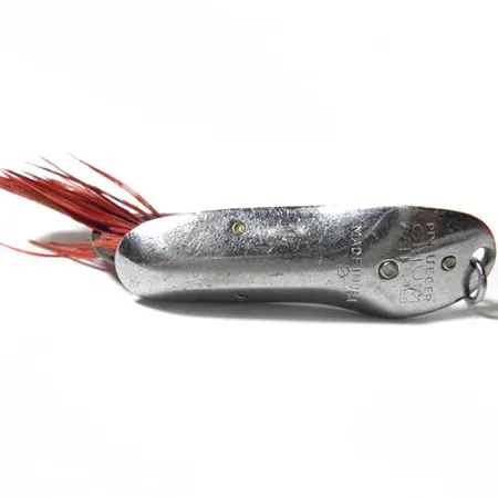 Pflueger Vintage Weedless CHUM Lepel, Nikkel / Rode Veren, 8g, #0157