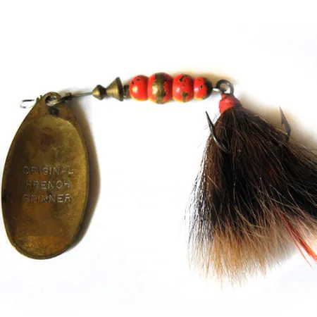 Mepps 5 Dressed Spinner, Wit/Rood/Messing, 14.2g, Gedresserde Dreg, #0222