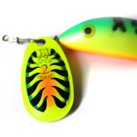 Blue Fox Super Vibrax 2 Minnow Spinner, Groen/Geel/Oranje, 8g, #0227