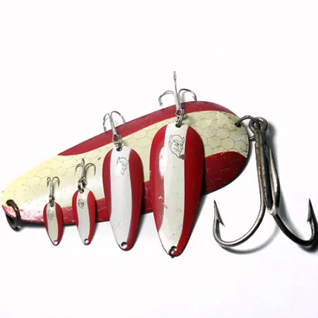 Eppinger Dardevle Huskie Devle Lepel, Rood / Wit, 91g, Flutter Blade, #0245