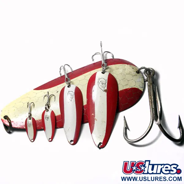 Eppinger Dardevle Huskie Devle Lepel, Rood / Wit, 91g, Flutter Blade, #0245