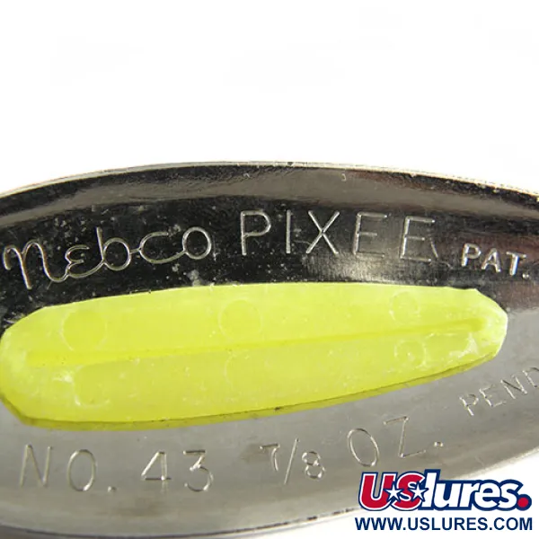 Nebco Pixee Lepel, Nikkel / Geel, 28g, Zalmeitje-inlay, #0510