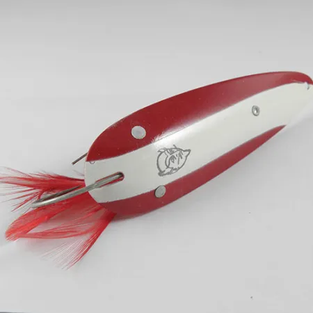 Eppinger Weedless Dardevle Lepel, Rood/Wit, 28g, Veren, #0514