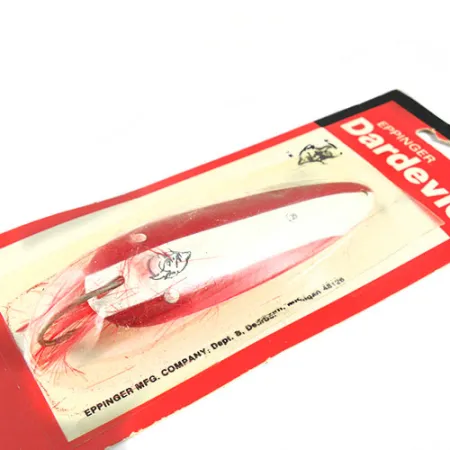Eppinger Weedless Dardevle Lepel, Rood/Wit, 28g, Veren, #0514