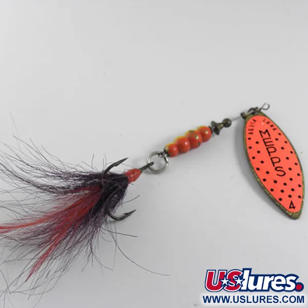 Mepps Aglia Long 4 Dressed Spinner, Goud / Oranje, 17g, #0667