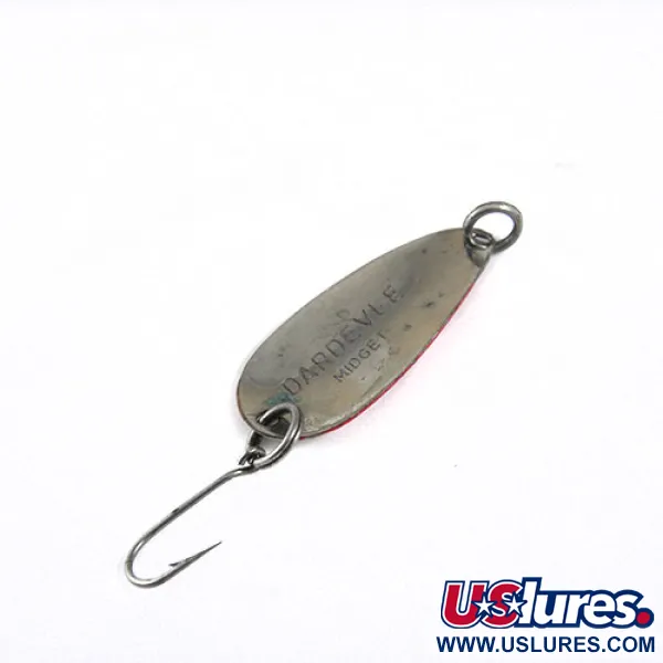 Dardevle Midget Trout Lepel, Rood/Wit, 2,5g, Nikkel Achterzijde, #0731