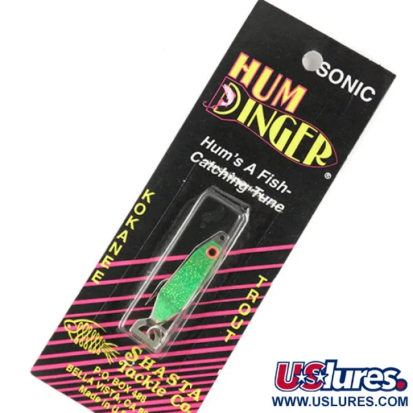 Shasta Humdinger Lepel, Nikkel/Groen/Glitters, 3.5g, Enkele Haak #0815