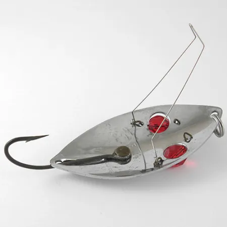 Hofschneider Weedless Red Eye Wiggler Lepel, Nikkel/Rood, 25g, #1002