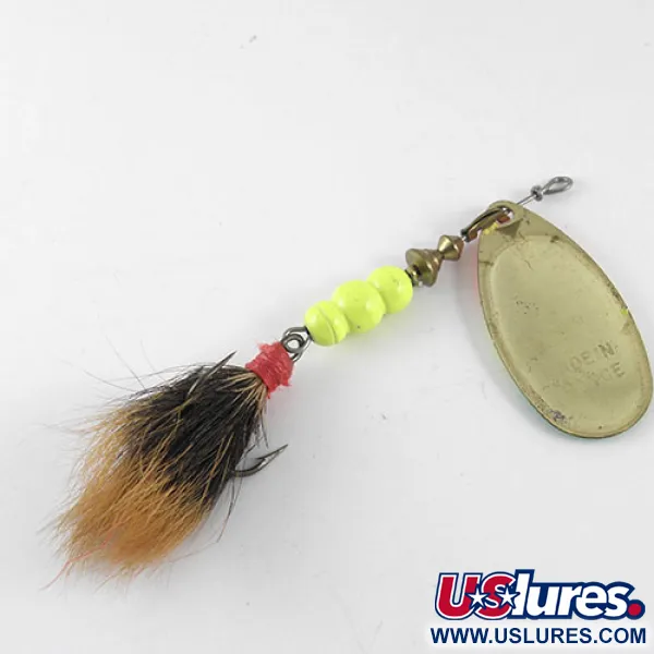 Mepps Aglia Fluo 4 dressed Spinner, Messing/Fluo, 10g, #1085