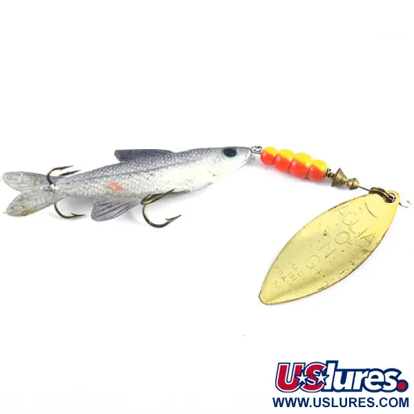 Mepps 4 Aglia Long Mino Spinner, Messing/Rood, 22g, Wilgenblad, #1100