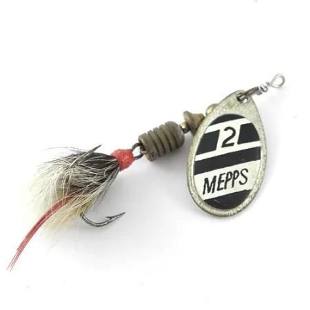 Mepps Aglia 2 dressed spinner, Nikkel/Zwart/Wit, 4,7g, haar, #1129