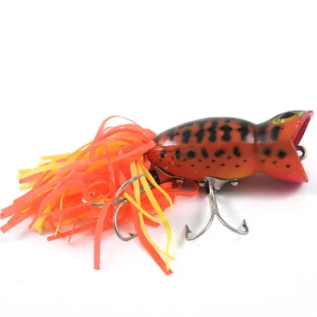 Fred Arbogast Hula Popper Popper, Tiger, 14g, Rubberen Skirt, #1189