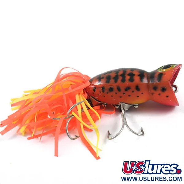 Fred Arbogast Hula Popper Popper, Tiger, 14g, Rubberen Skirt, #1189