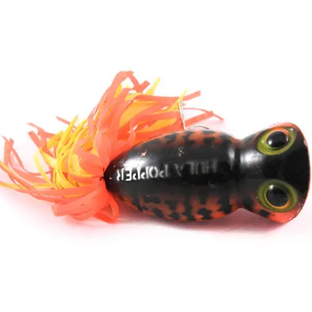 Fred Arbogast Hula Popper Popper, Tiger, 14g, Rubberen Skirt, #1189