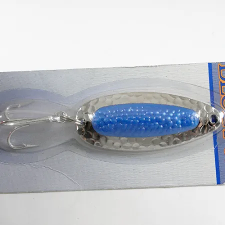 Blue Fox Pixee Lepel, Nikkel / Blauw, 14g, Gehamerde Afwerking, #1331