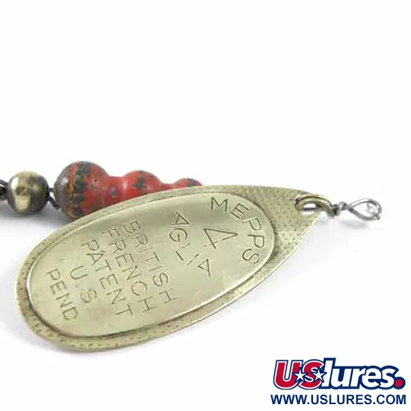 Mepps Aglia 4 Spinner, Messing, 9g, gevlekte kralen, #1347