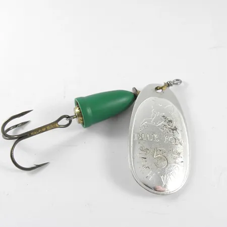 Blue Fox Super Vibrax 5 Spinner, Nikkel/Groen, 13g, Messing tandwiel, #1505