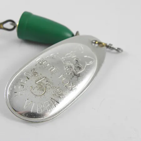 Blue Fox Super Vibrax 5 Spinner, Nikkel/Groen, 13g, Messing tandwiel, #1505