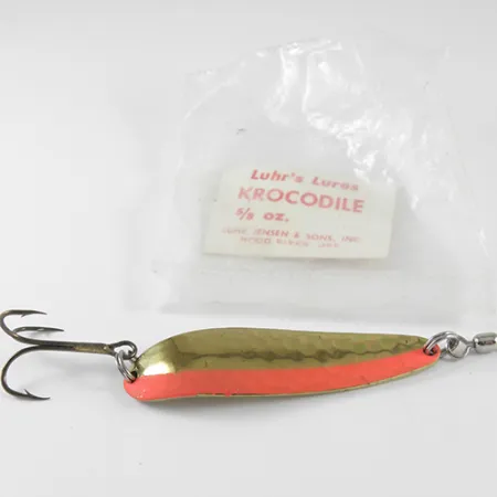 Luhr Jensen Krocodile Lepel, Gehamerd Goud / Rood, 21g, #1534