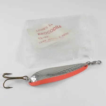 Luhr Jensen Krocodile Lepel, Gehamerd Nikkel / Rood, 14g, #1537