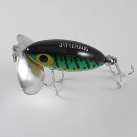 Fred Arbogast Jitterbug Oppervlaktelure, Fire Tiger, 7g, Metaal, #1570