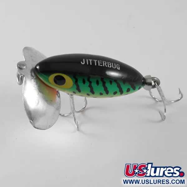 Fred Arbogast Jitterbug Oppervlaktelure, Fire Tiger, 7g, Metaal, #1570