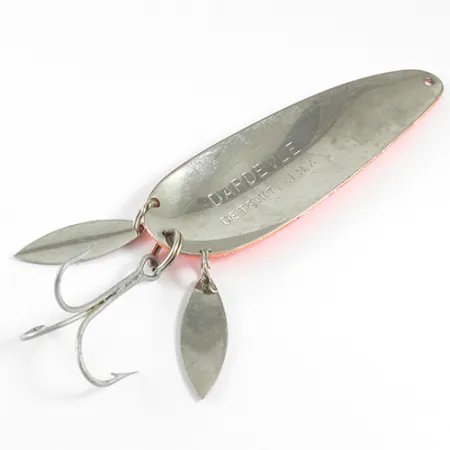 Eppinger Dardevle Klicker Lepel, Fluo Oranje/Nikkel, 28g, Dubbel Blad, #1599