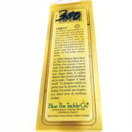 Blue Fox Vibrax Minnow Spin 2 Spinner, Oranje/Geel, 9g, Zinkend, #5581