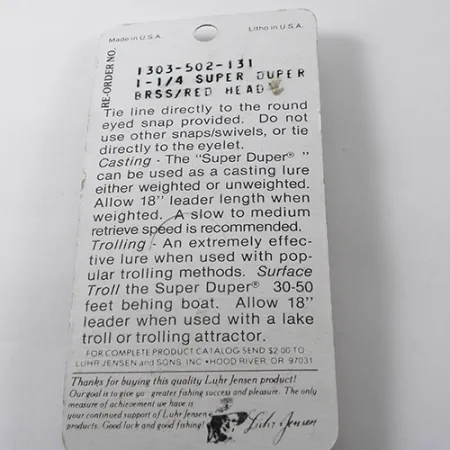 Luhr Jensen Super-Duper 502 Lepel, Goud / Rood, 2,5g, #1878