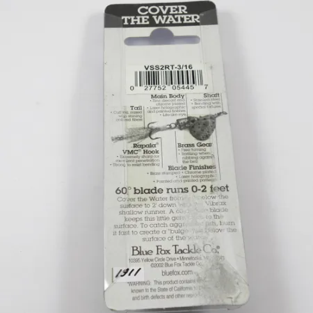 Blue Fox Vibrax Shallow Spinner, Rainbow, 8g, Ondiep, #1911