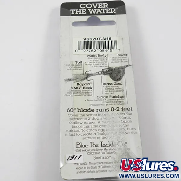 Blue Fox Vibrax Shallow Spinner, Rainbow, 8g, Ondiep, #1911