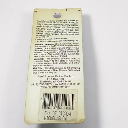 Reef Runner Cicada Blade Bait, Nikkel, 21g, Verticaalvissen, #1971